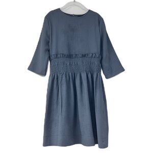Fraze girls sz 8 blue textured cinched waist aline ruffle spring summer dress